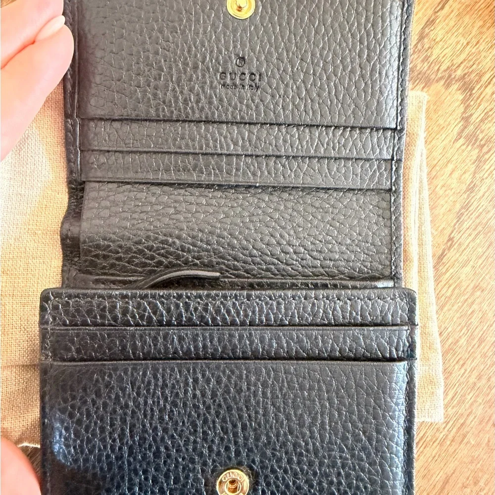 Gucci GG Marmont card case wallet black leather with gold hardware - Picture 11 of 16